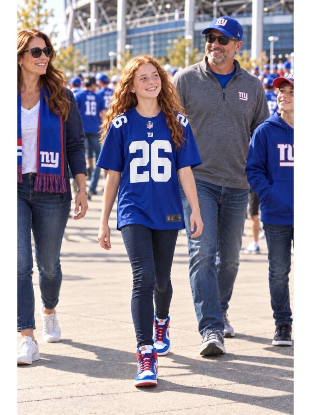 Nike Saquon Barkley 26 New York Giants Youth XL 18/20 Blue NFL Jersey